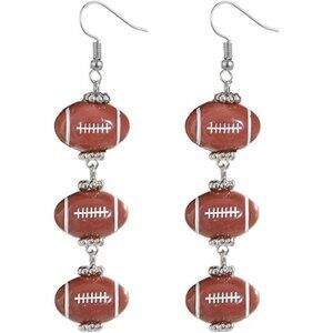 Football Drop Dangle Earrings for Women Game Day Earrings Rugby Football Long